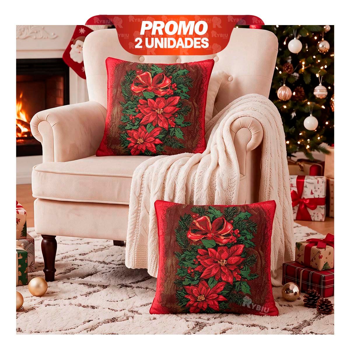 PACK2 FORRO DE COJIN DECORATIVO CON ESTAMPADO FLORAL 45X45CM - 1