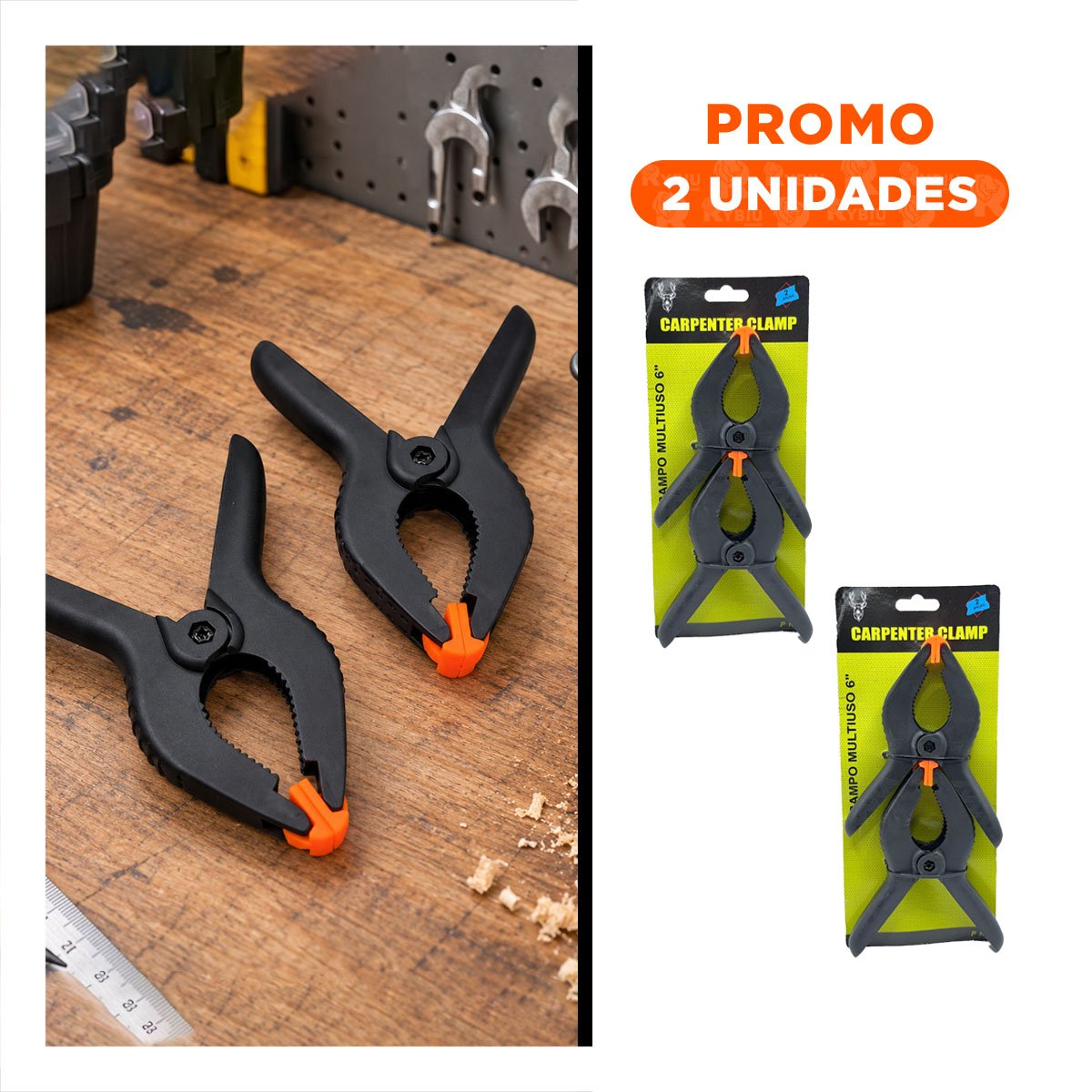PACK2 GANCHOS DE 6' CON AGARRE PARA FIJACION NEGRO YREGALO STICKER - 1