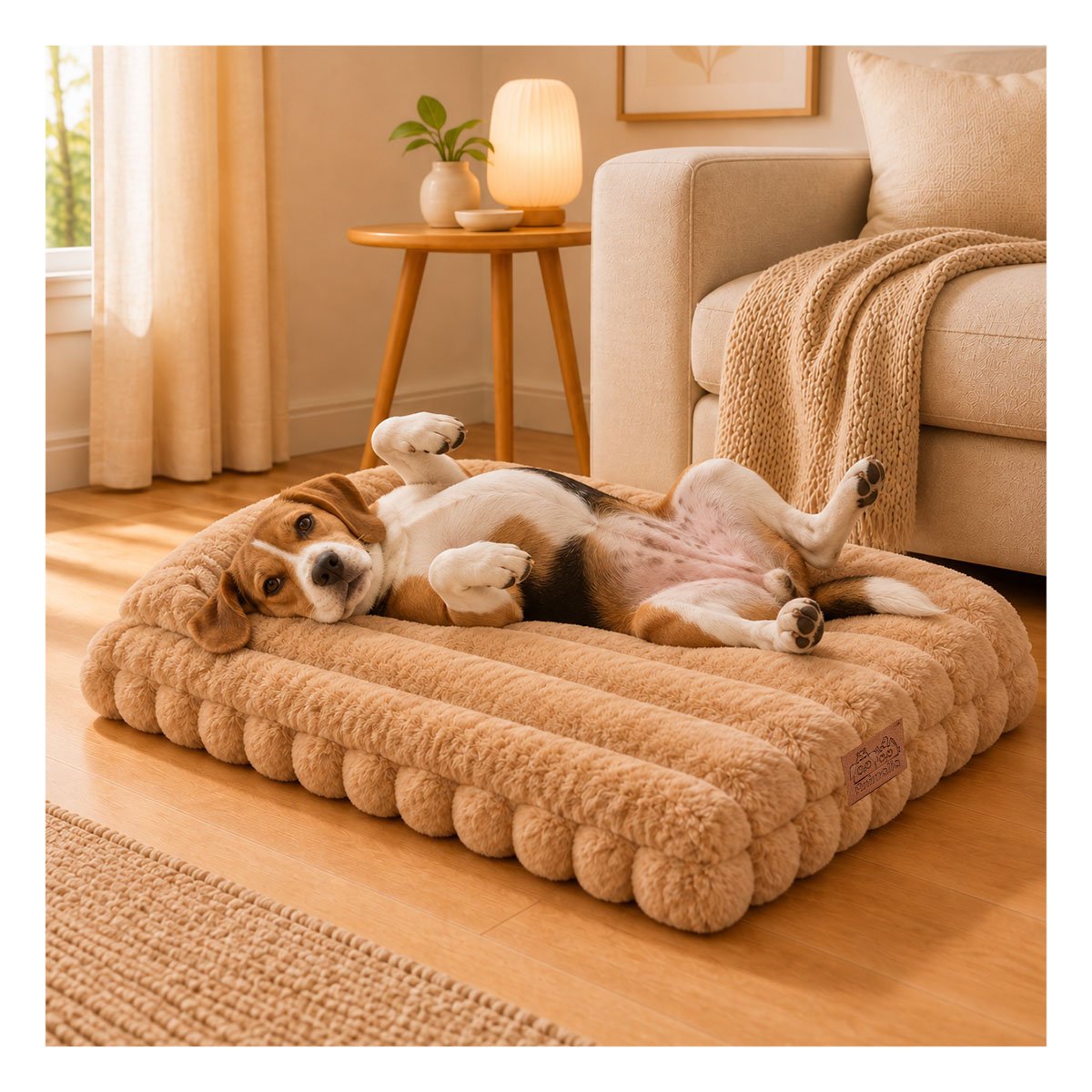 PACK2 SOFA RECTANGULAR CON ALMOHADA EN RAYAS MARRON PARA MASCOTAS DE USO COMODO - 3