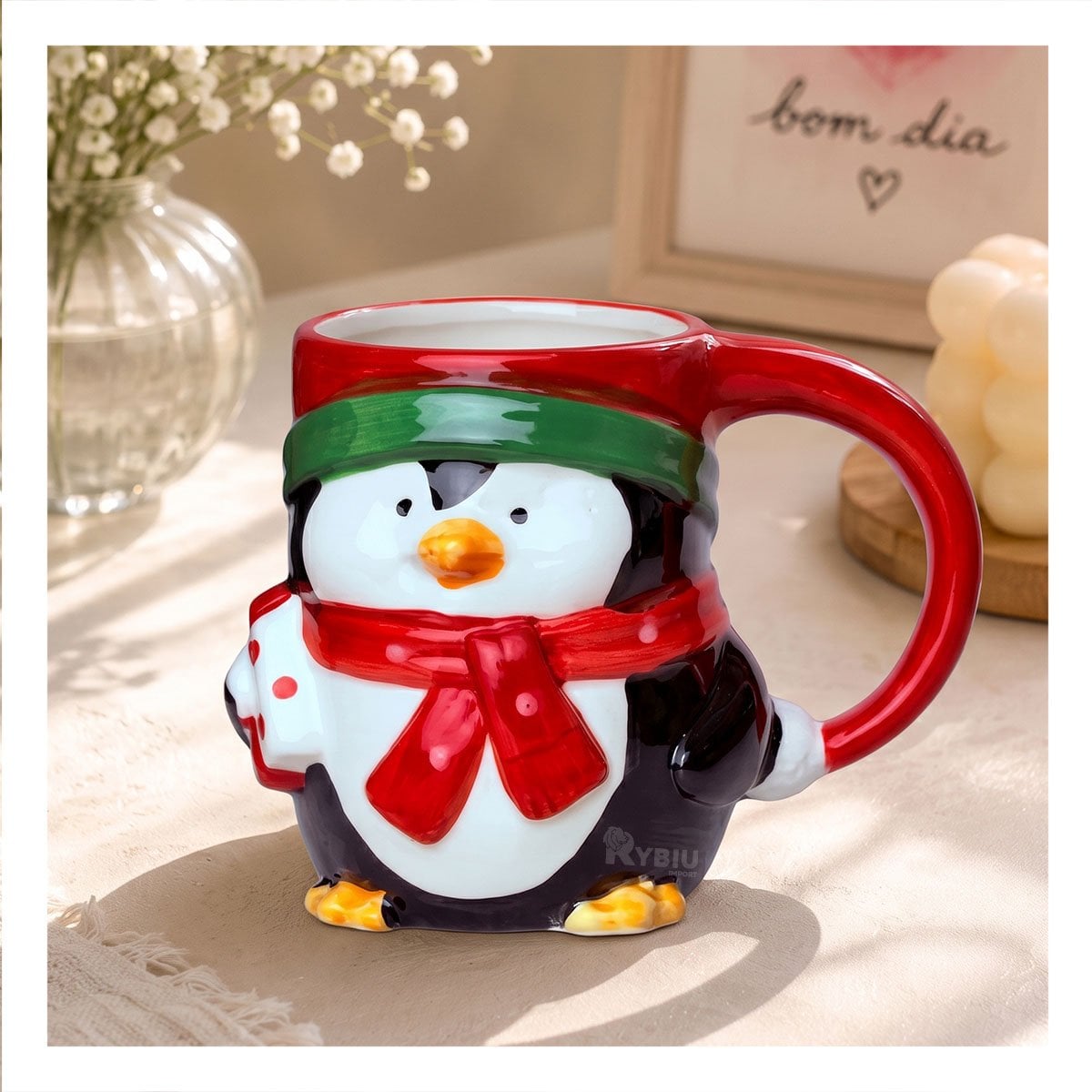 TAZA CON FORMA DE PINGUINO NEGRO Y REGALO STICKER - 1