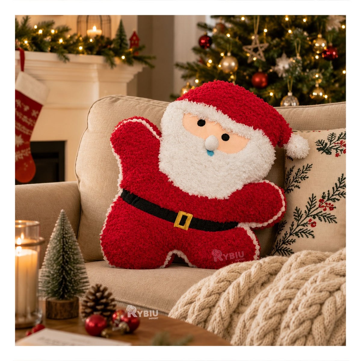 PACK4 COJIN TEMATICO DE NAVIDAD CON FIGURA DE PAPA NOEL ROJO - 3