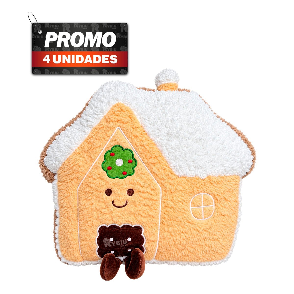 PACK4 COJIN TEMATICO DE NAVIDAD CON FORMA DE CASITA AMARILLO CLARO - 1