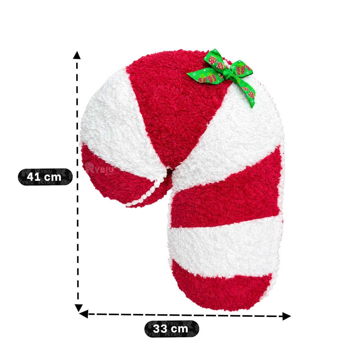 PACK2 ALMOHADON FESTIVO CON SILUETA DE BASTON DE CARAMELO ROJO Y BLANCO - 2