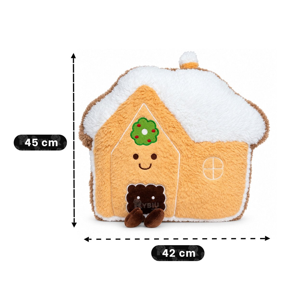 PACK2 ALMOHADON FESTIVO CON SILUETA DE CASITA NAVIDENA AMARILLO CLARO - 2