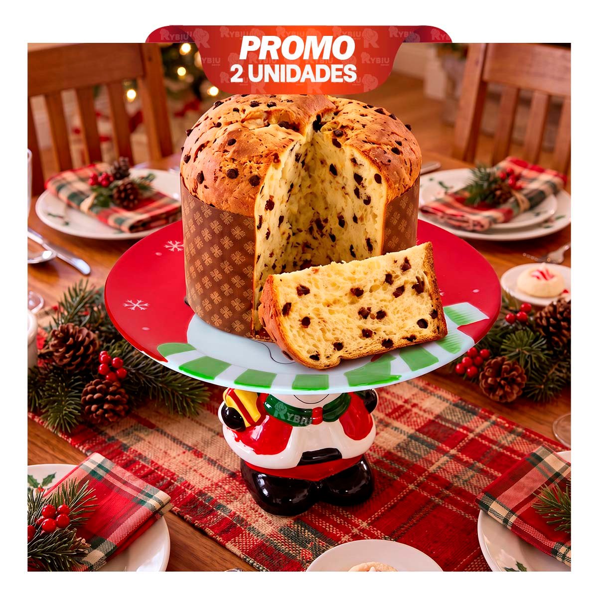 PACK2 SOPORTE PARA PASTEL ROJO FESTIVO MUÑECO DE NIEVE SOSTENIENDO EL PLATO YREGALO STICKER - 1