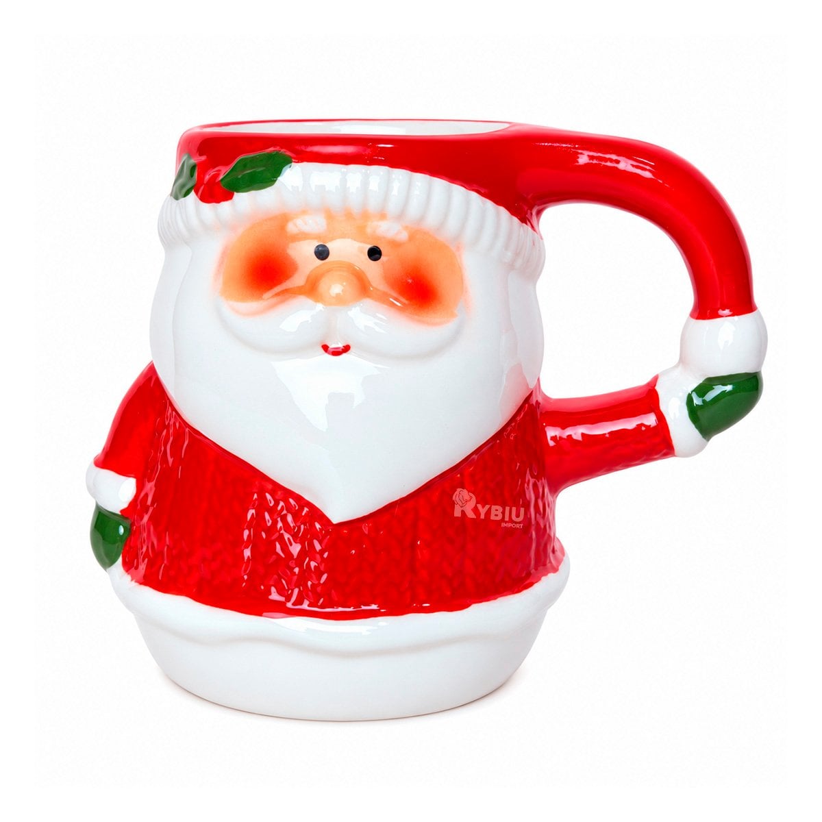 VASO DECORATIVO CON PAPA NOEL NAVIDENO ROJO 15X10X12CM Y LIGAS REGALO - 1