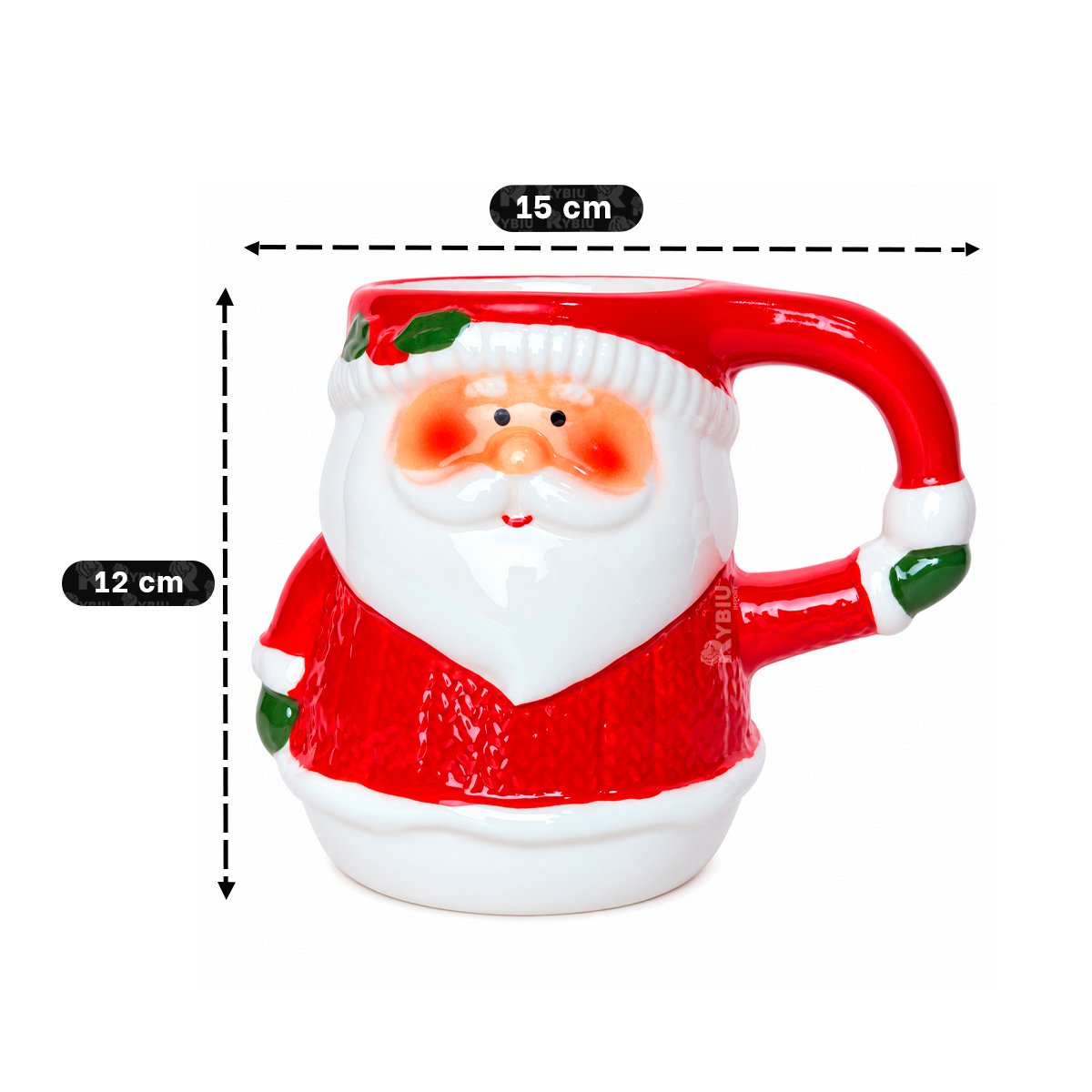 VASO DECORATIVO CON PAPA NOEL NAVIDENO ROJO 15X10X12CM Y LIGAS REGALO - 2
