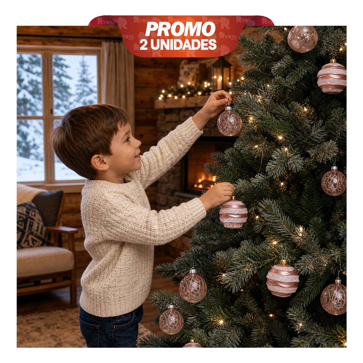 PACK2 ACCESORIOS 9 PARA ARBOL NAVIDENO 10CM ROSADO YREGALO STICKER - 1