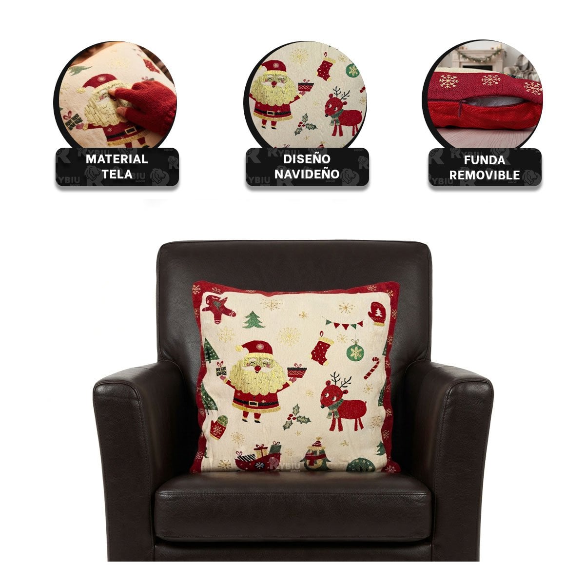 PACK2 ALMOHADA DE PAPA NOEL CON OBSEQUIOS BEIGE YREGALO STICKER - 4