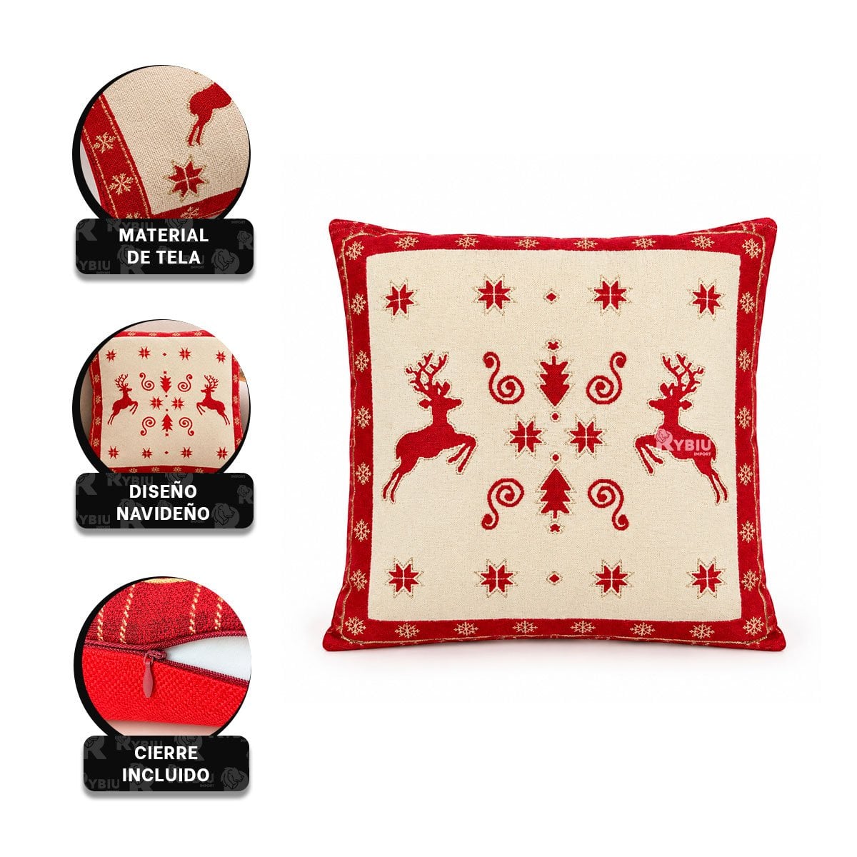 COJIN FESTIVO CON ESTAMPA BEIGE Y LIGAS REGALO - 4