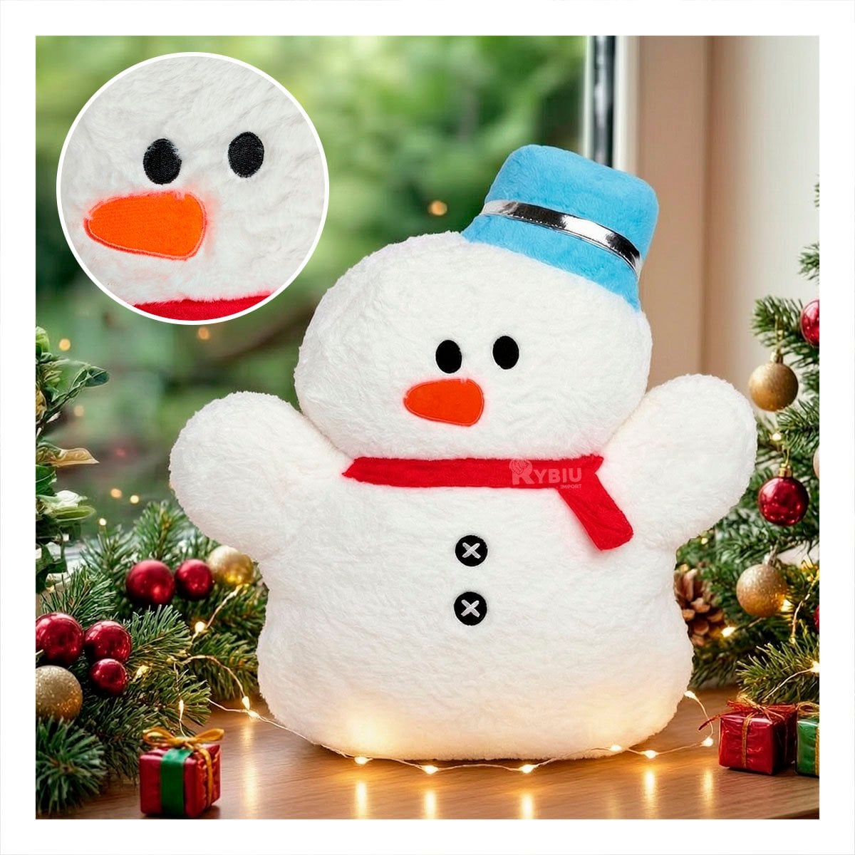 PACK2 ALMOHADON FESTIVO CON DISENO DE MUNECO DE NIEVE BLANCO - 3