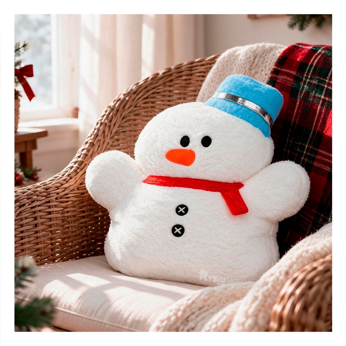 PACK2 ALMOHADILLA DECORATIVA CON DISENO DE MUNECO DE NIEVE BLANCO YREGALO STICKER - 3