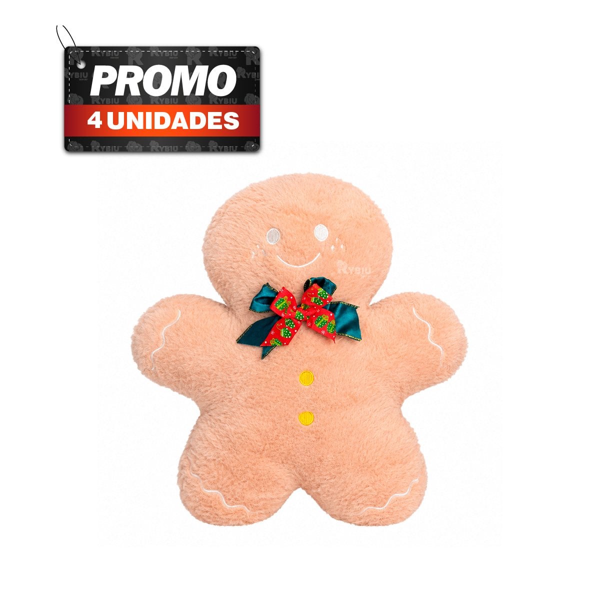 PACK4 COJIN TEMATICO DE NAVIDAD CON HOMBRE DE JENGIBRE BEIGE - 1