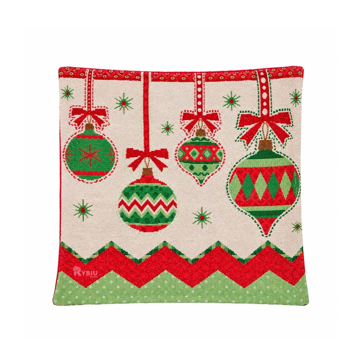 FUNDA PARA COJIN CON ESTAMPA INVERNAL 45X45CM BEIGE Y LIGAS REGALO - 1