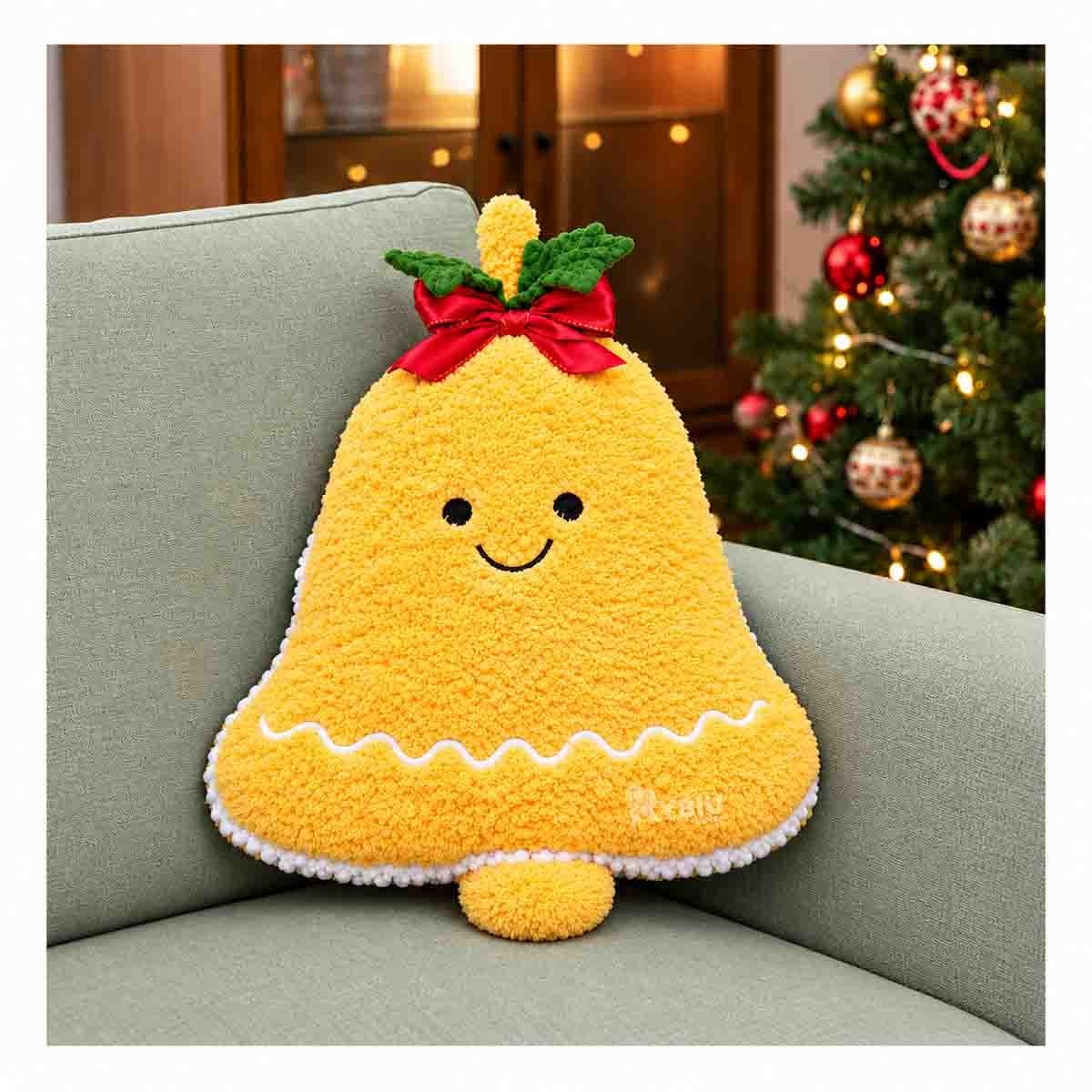 ALMOHADON FESTIVO CON TEXTURA DE PELUCHE CRESPO AMARILLO - 1