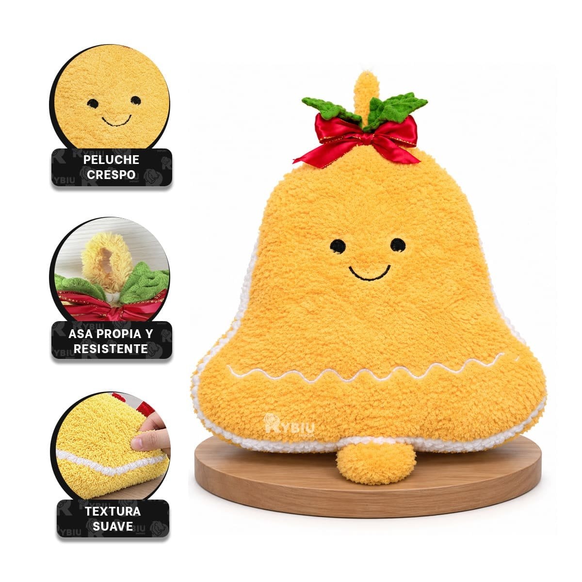ALMOHADON FESTIVO CON TEXTURA DE PELUCHE CRESPO AMARILLO - 4