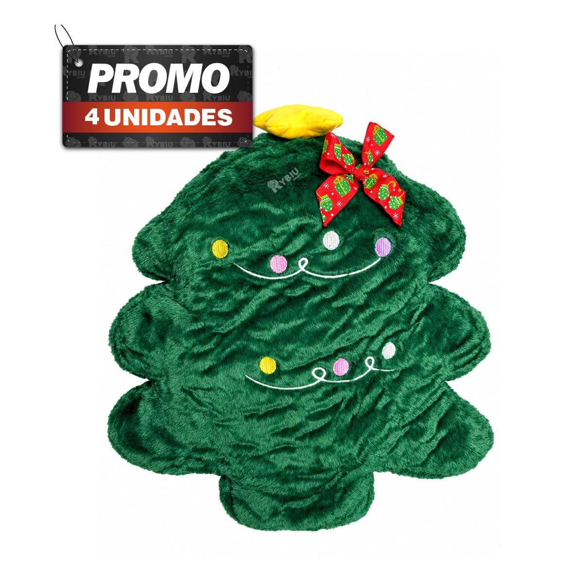 PACK4 COJIN DE PINO DECORATIVO CON PELUCHE LISO VERDE OSCURO YREGALO STICKER - 1