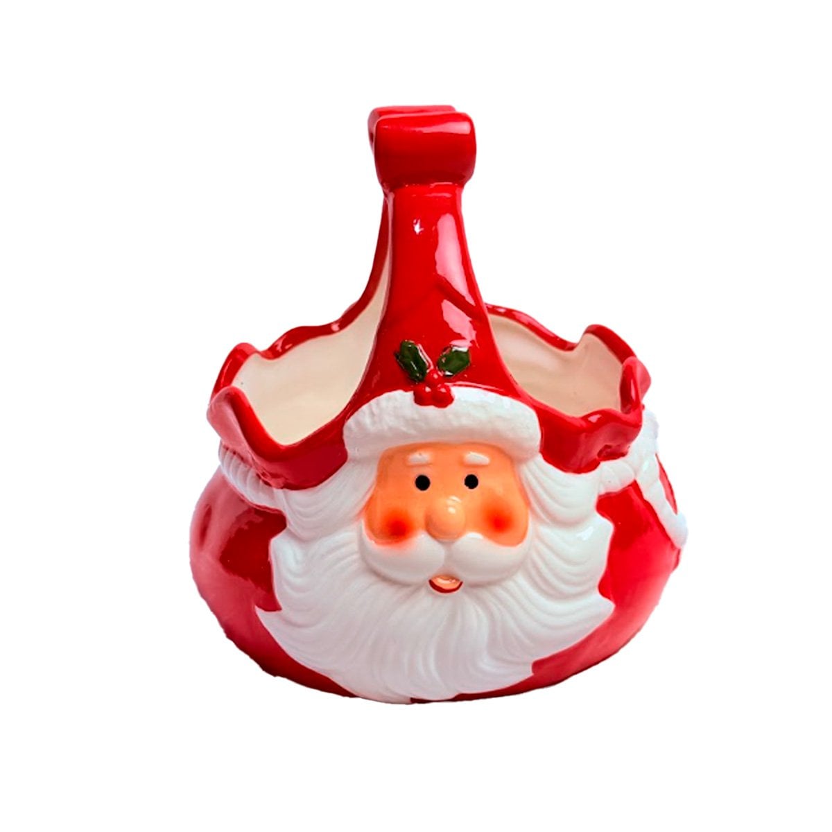 COPA PARA HUEVO ROJA CON SANTA Y LAZO DECORATIVO PARA NAVIDAD YLIGAS REGALO - 1