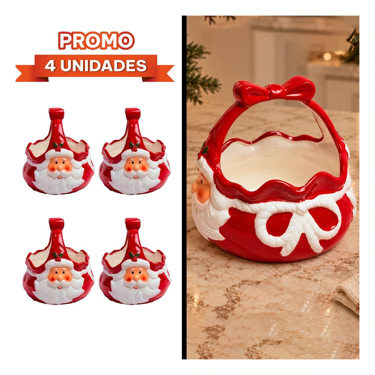 PACK4 PORTA HUEVOS ROJO CON SANTA Y LAZO PARA DESAYUNO DE NAVIDAD YREGALO STICKER - 1