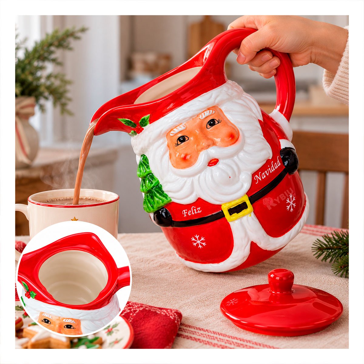 PACK4 RECIPIENTE NAVIDENO CON TAPA Y FIGURAS EN COLOR ROJO 22,5X17,5X24CM YPAPEL REGALO - 3