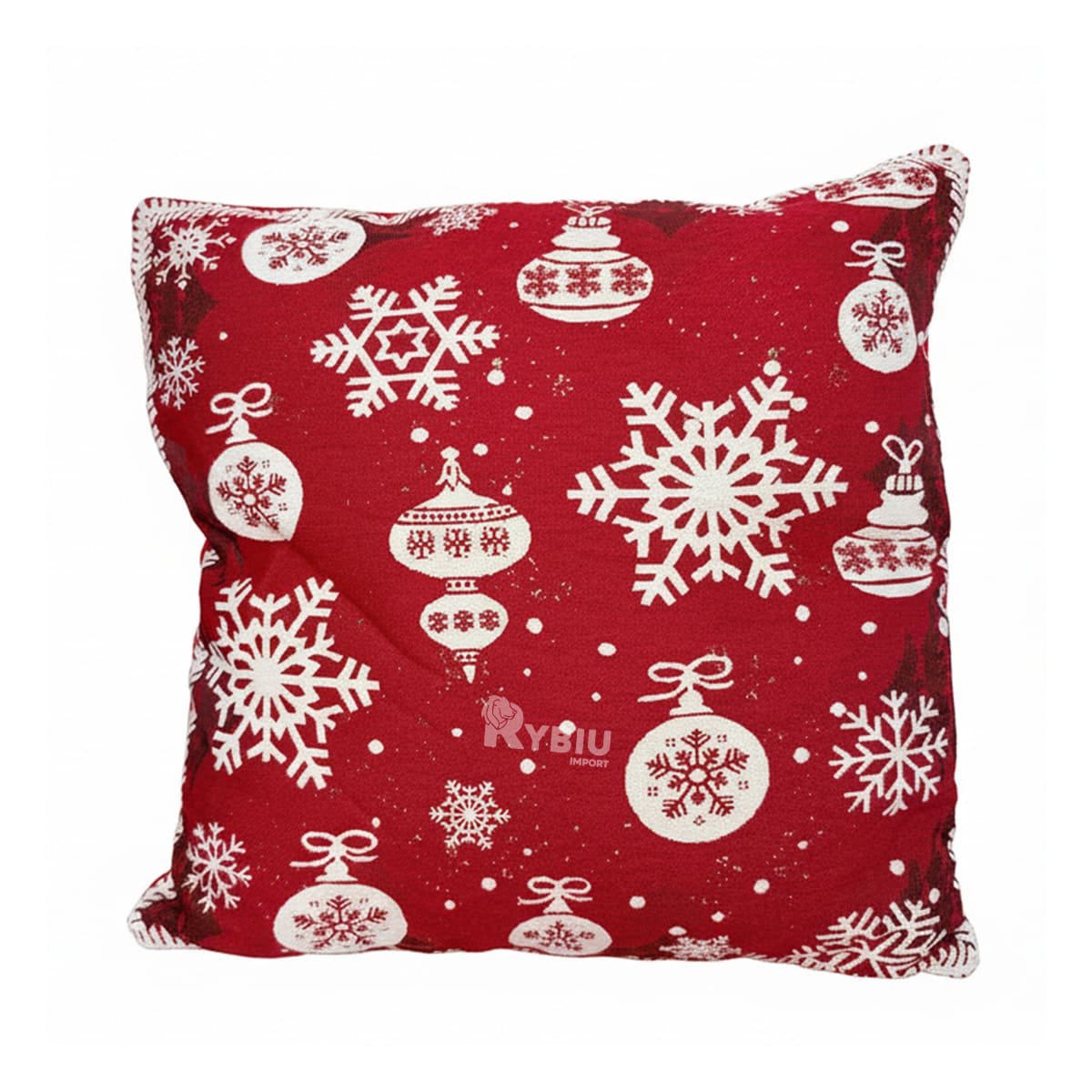 ALMOHADON DECORATIVO CON DISENO DE COPOS NAVIDENOS ROJO Y LIGAS REGALO - 1
