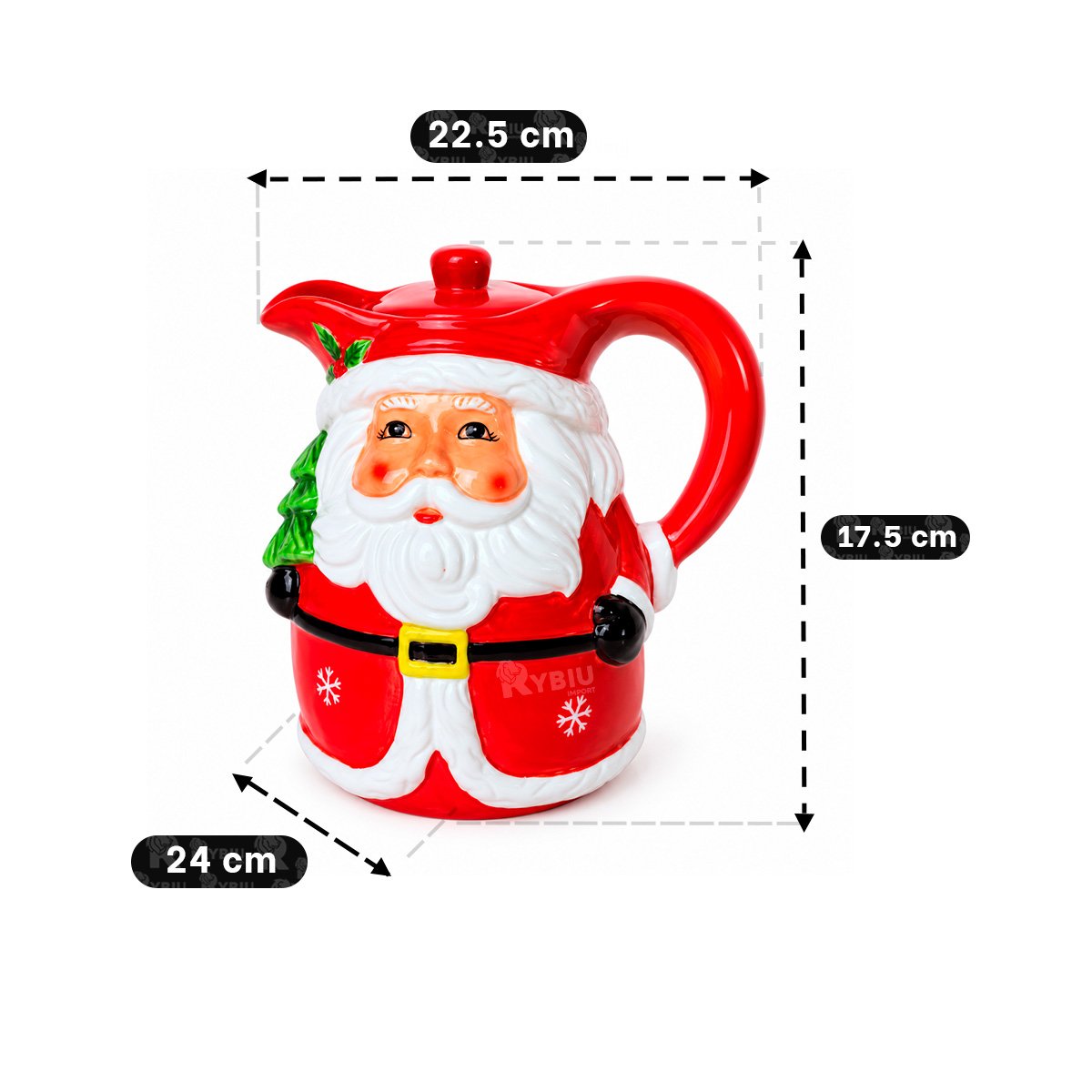 RECIPIENTE CON TAPA DE PAPA NOEL Y ARBOLITO ROJO 22,5X17,5X24CM Y REGALO STICKER - 2