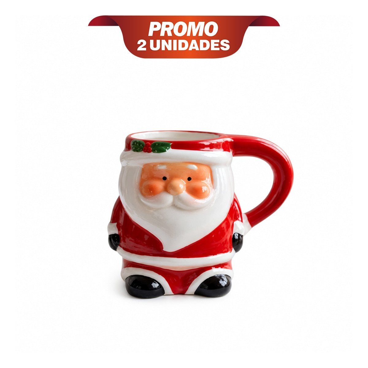 PACK2 TAZA NAVIDEÑA CON BOLA ROJA DECORATIVA PARA COCINA Y SALA - 1