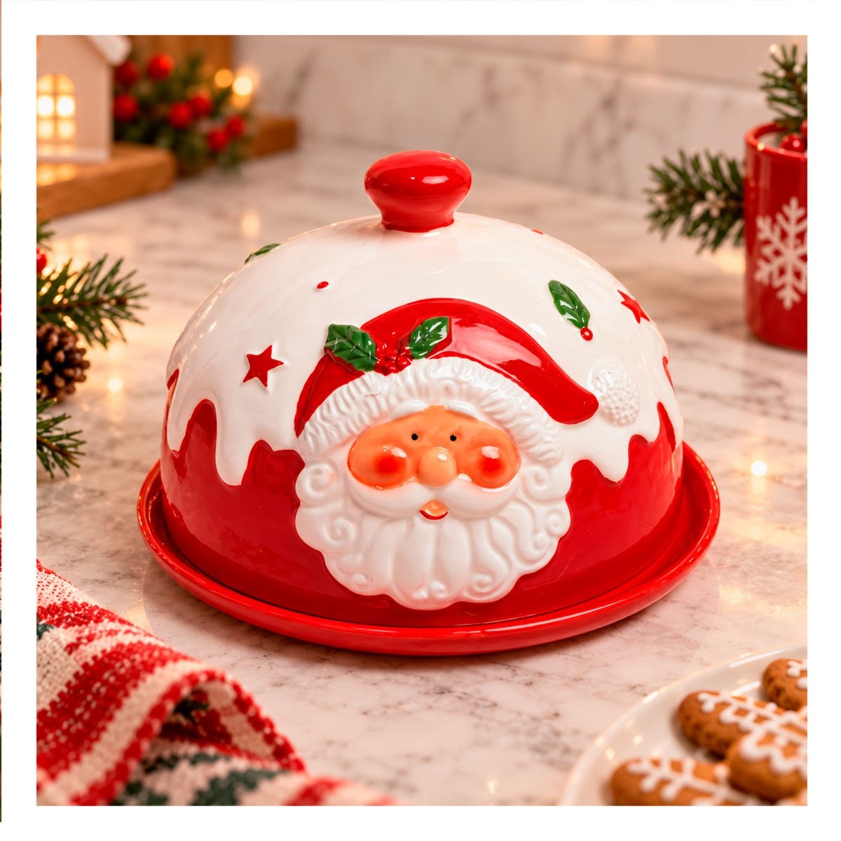 PACK2 CONTENEDOR ROJO 13X20CM CON CABEZA DE SANTA Y DECORACION PEQUENA YREGALO STICKER - 3