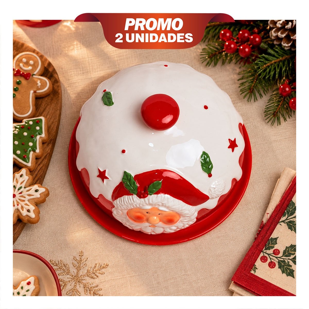 PACK2 RECIPIENTE BLANCO 13X20CM CON PAPA NOEL Y TOQUES DE HOGAR YPAPEL REGALO - 1