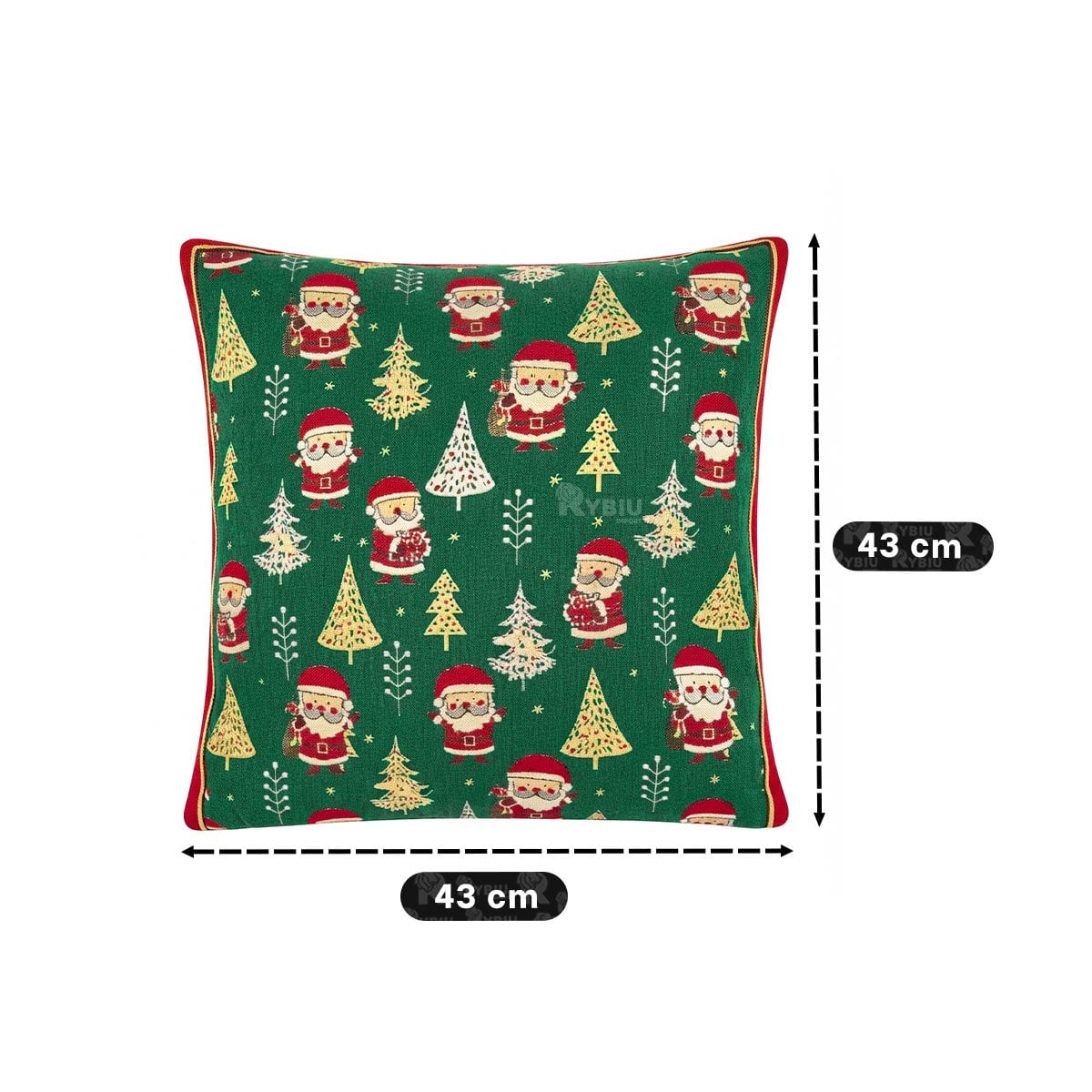 COJIN DE NAVIDAD CON ESTAMPADO DE PINO Y SANTA VERDE Y REGALO STICKER - 2