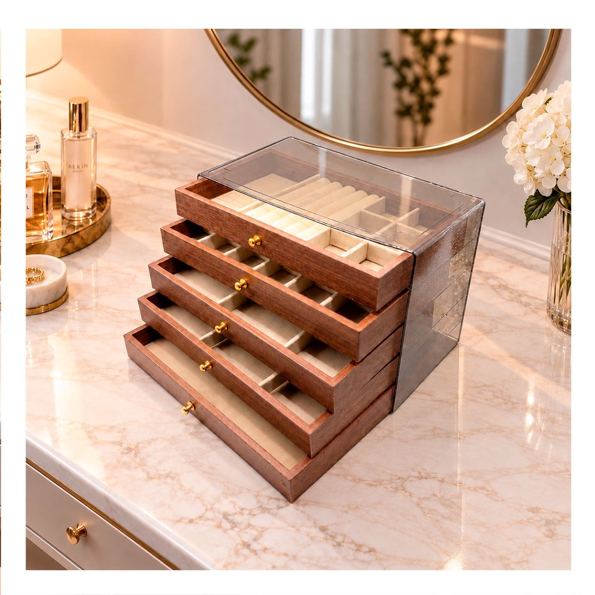 PACK2 ORGANIZADOR PARA JOYAS CON DIVISIONES 24X14X17CM MARRON YREGALO STICKER - 3