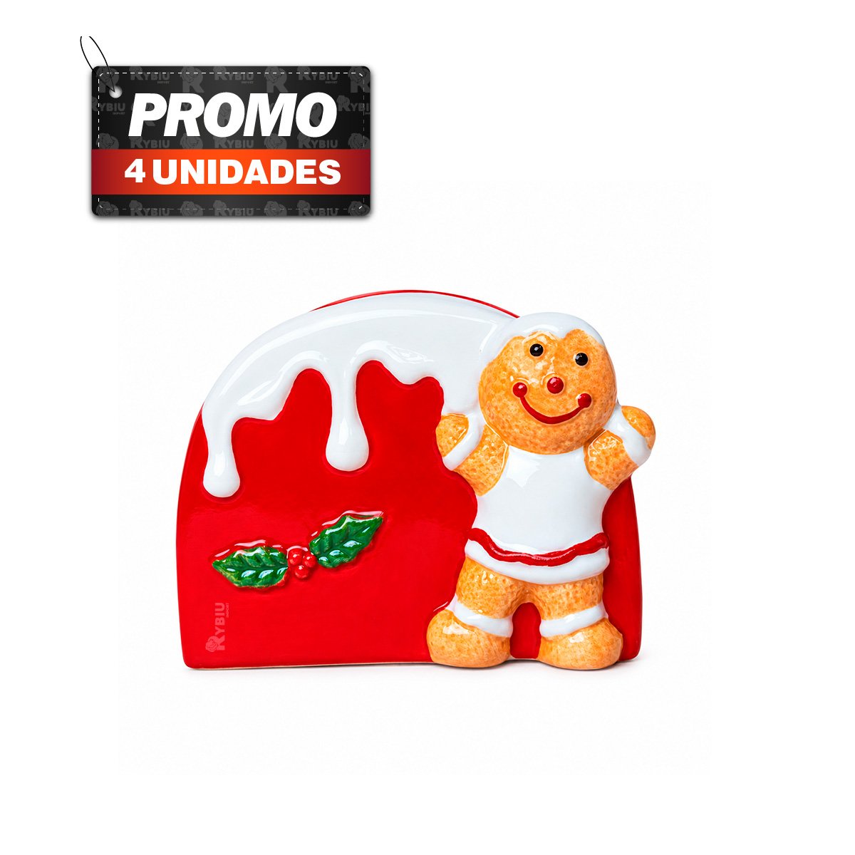PACK4 SOPORTE PARA SERVILLETAS BLANCO Y ROJO CON JENGIBRE Y NIEVE DERRETIDA - 1