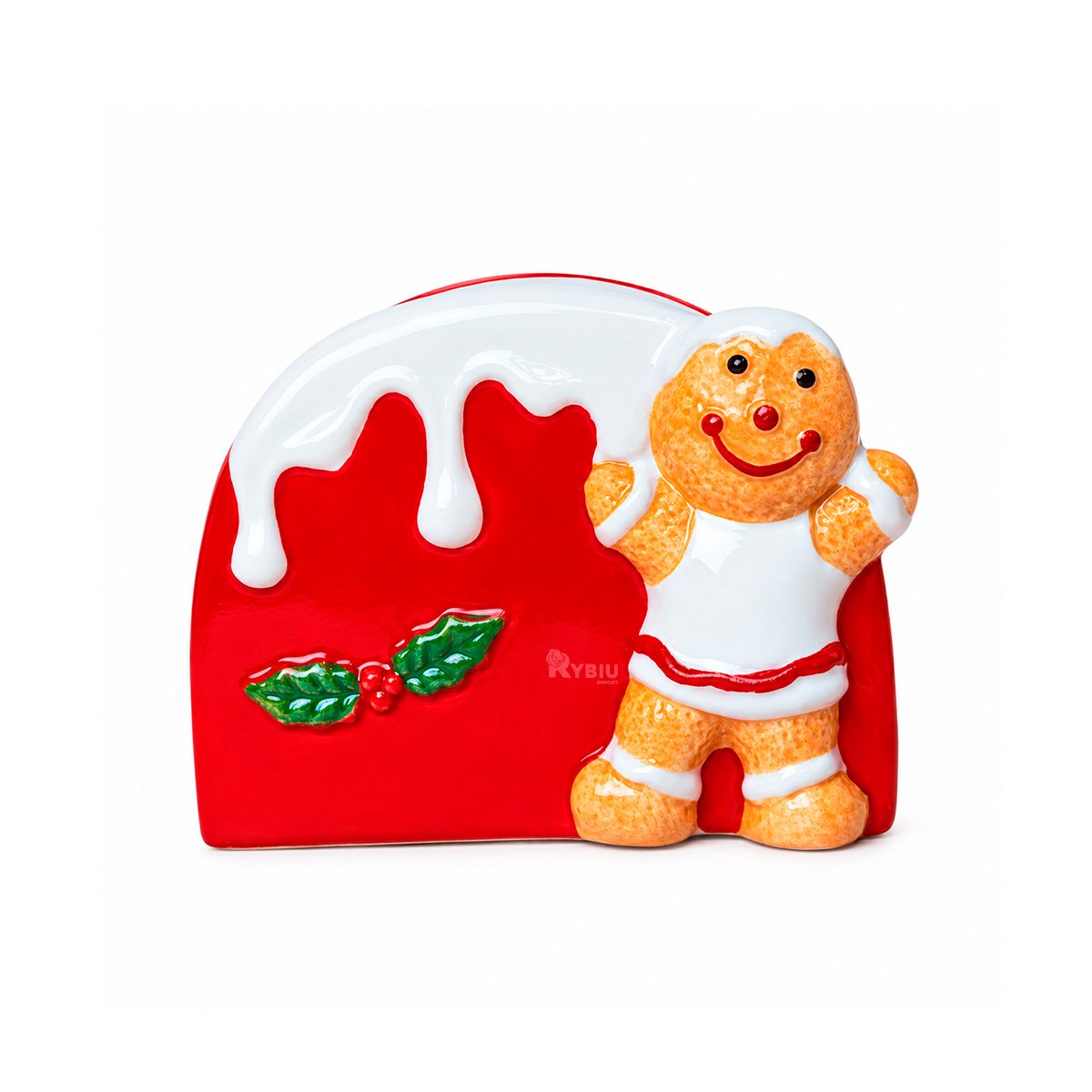 SOPORTE PARA SERVILLETAS BLANCO Y ROJO CON JENGIBRE Y NIEVE DERRETIDA CENA YLIGAS REGALO - 1