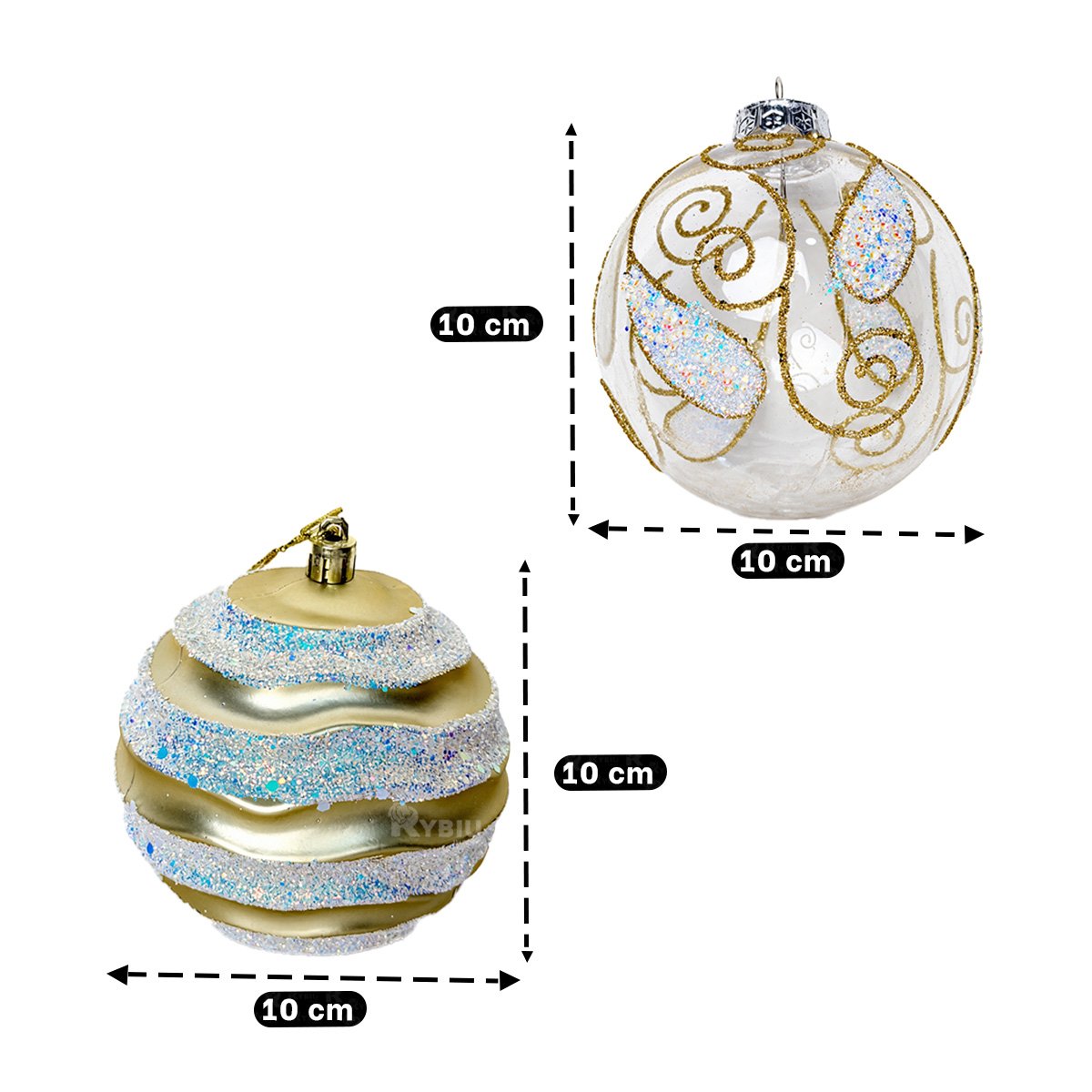 SET 9 BOLAS PARA ARBOL NAVIDENO 10CM DORADO - 2