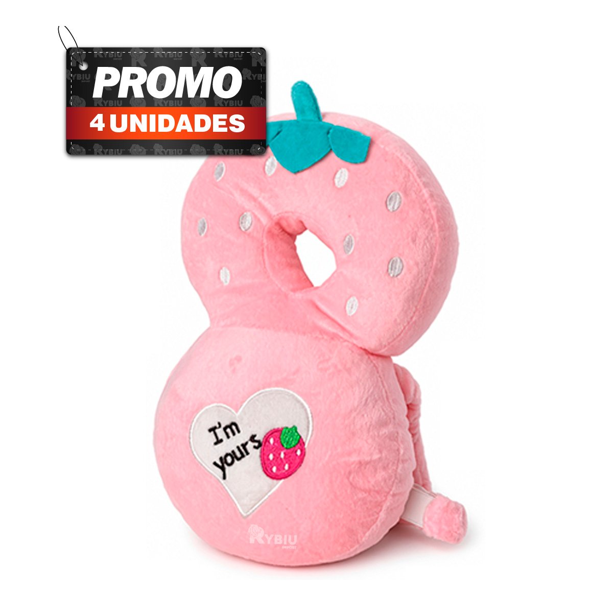 PACK4 COJIN PROTECTORA PARA BEBES CON FORMA DE FRESA ROSADO - 1