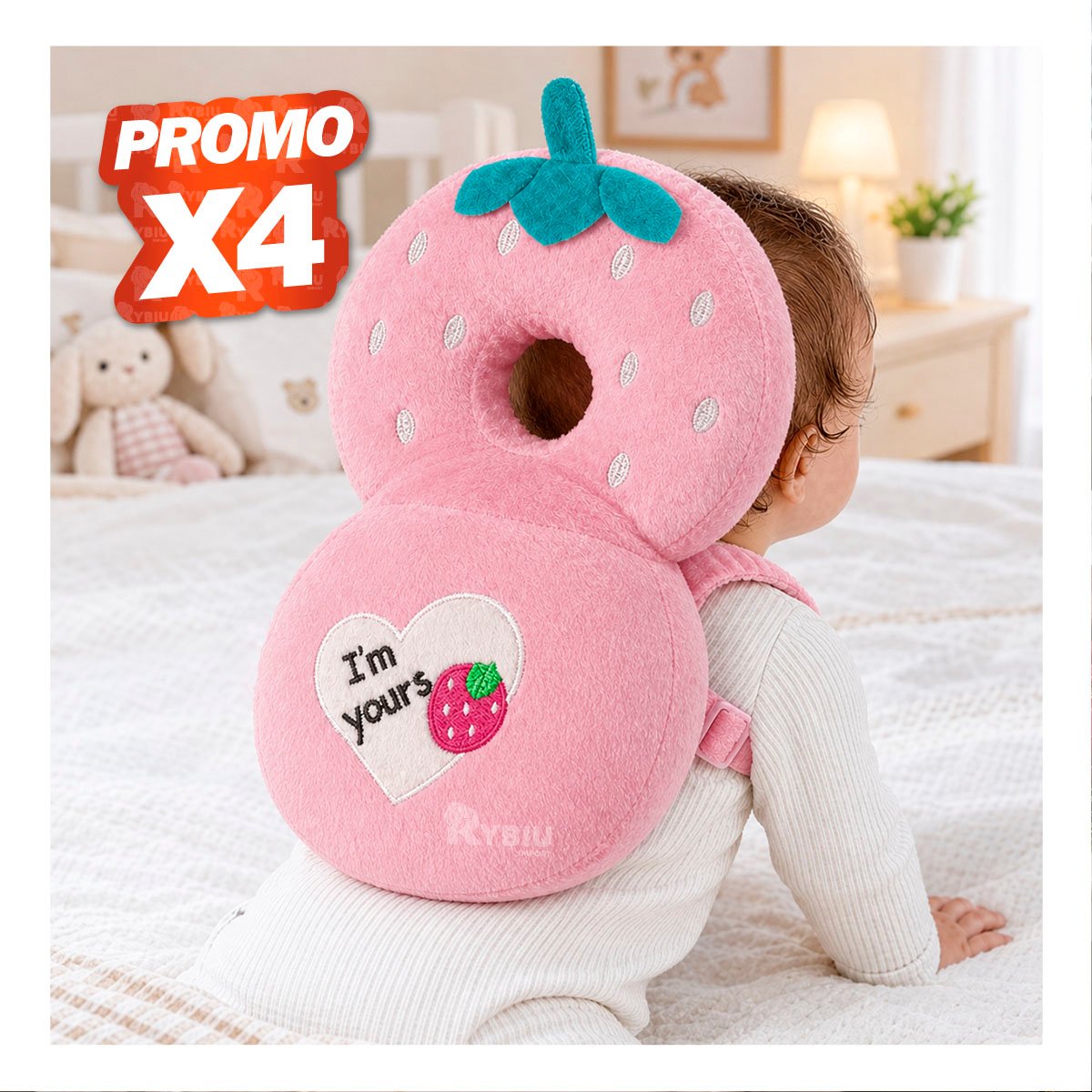 PACK4 COJIN PROTECTORA CON SOPORTE INFANTIL ROSADO YREGALO STICKER - 1