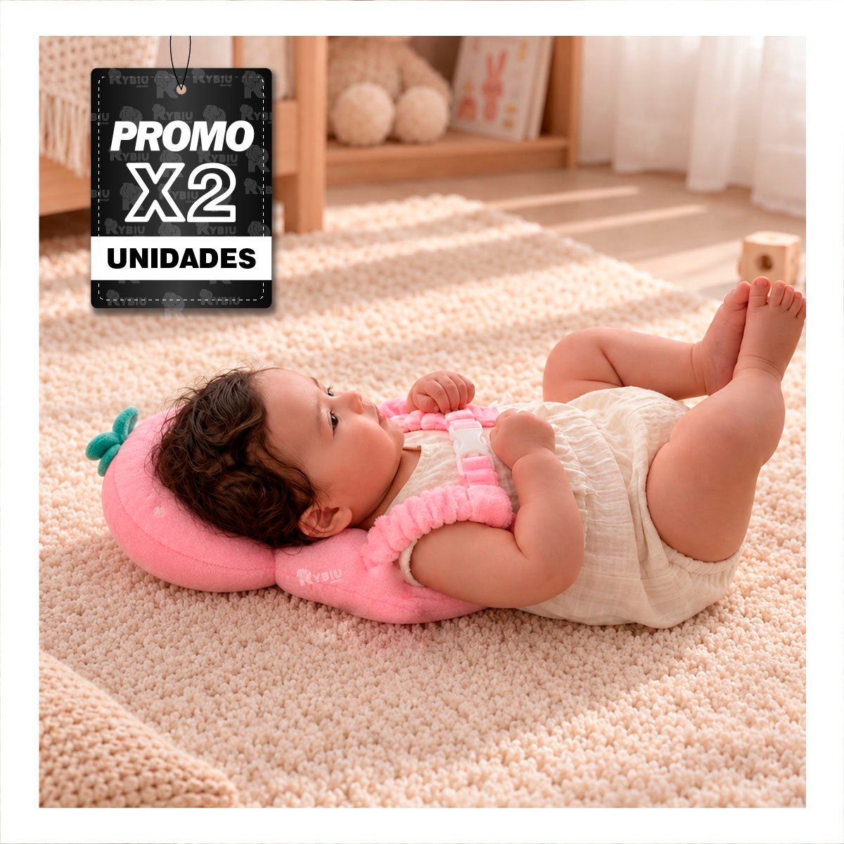PACK2 ALMOHADILLA PROTECTORA PARA BEBES ROSADO - 1