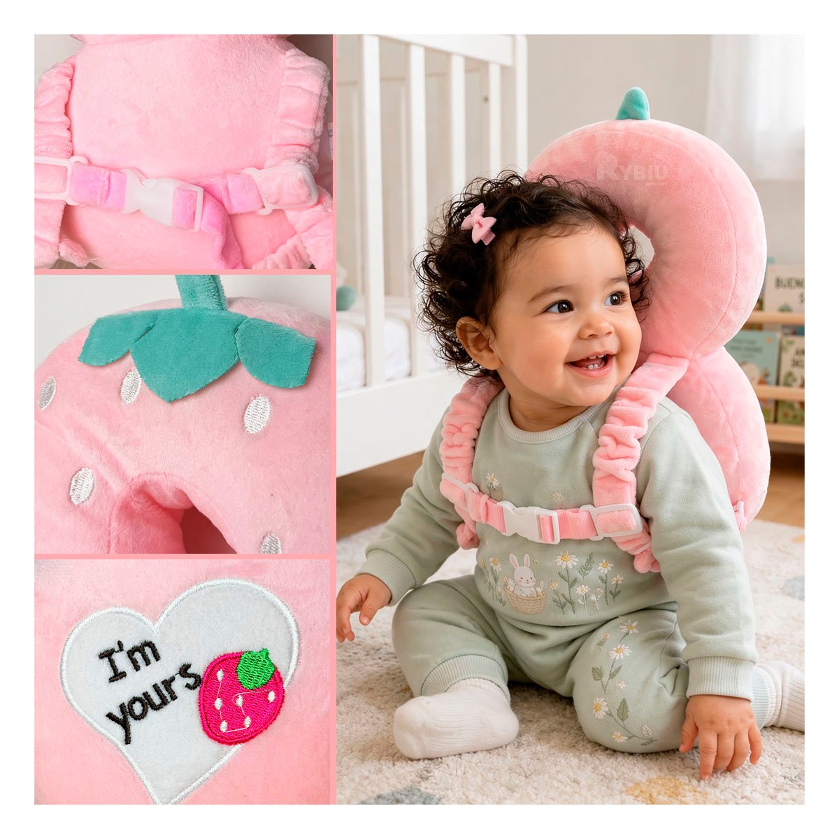 PACK2 ALMOHADILLA PROTECTORA PARA BEBES ROSADO - 4