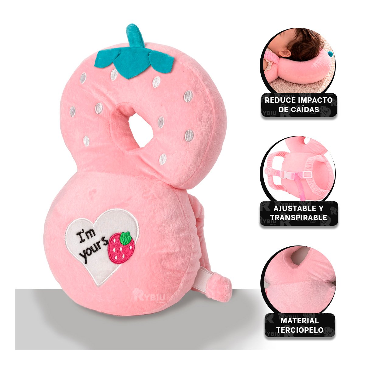 ALMOHADA ANTICAIDA PARA DESCANSO INFANTIL ROSADO Y PAPEL REGALO - 4