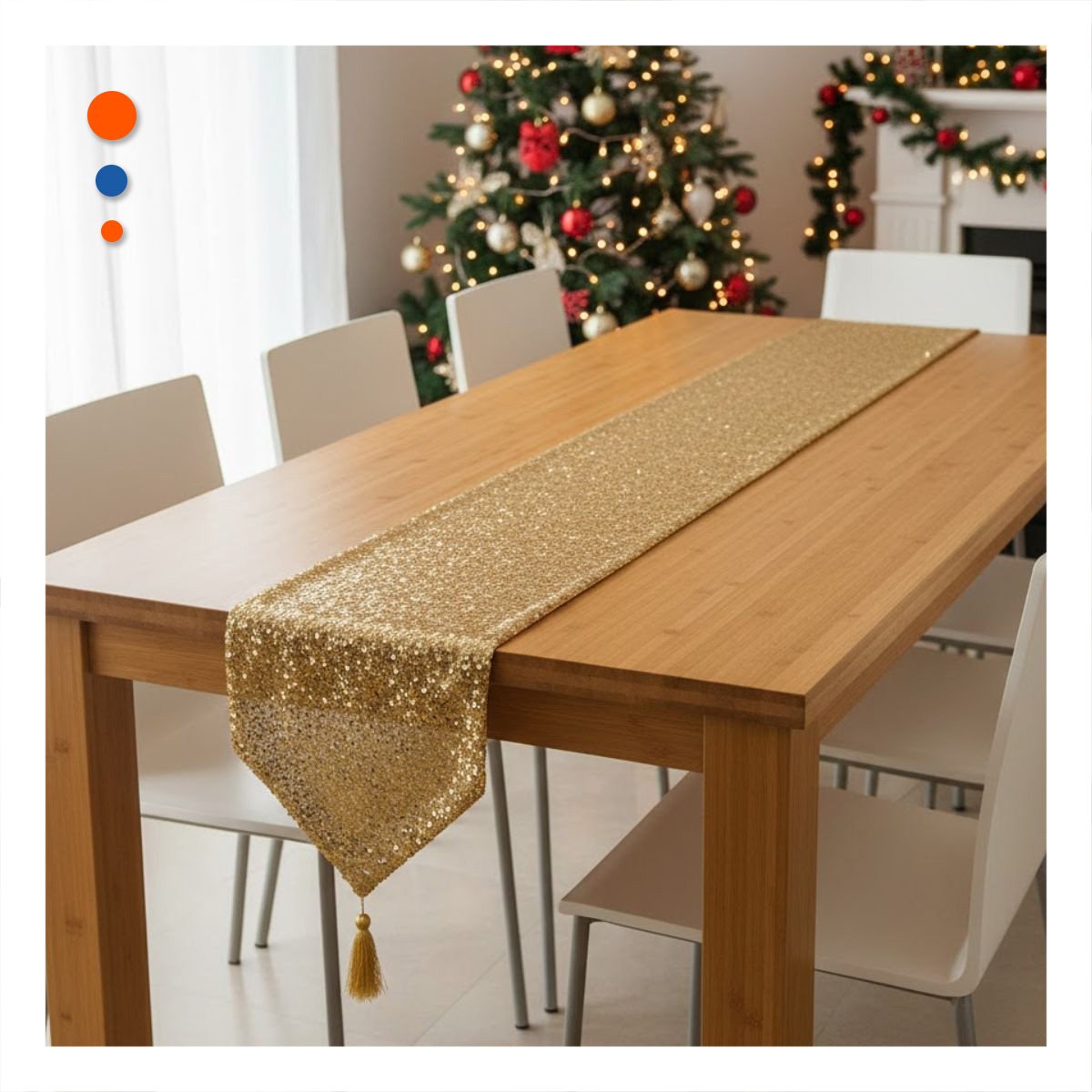 PACK4 TAPETE 220X35CM DE LENTEJUELAS DORADO PARA MESA EN ESPACIO Y EVENTO - 2
