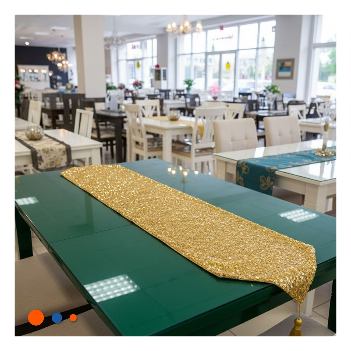 CAMINO DE MESA DORADO CON DE LENTEJUELAS SOBRE 220X35CM MESA Y DECORACION Y+LIGAS REGALO - 3