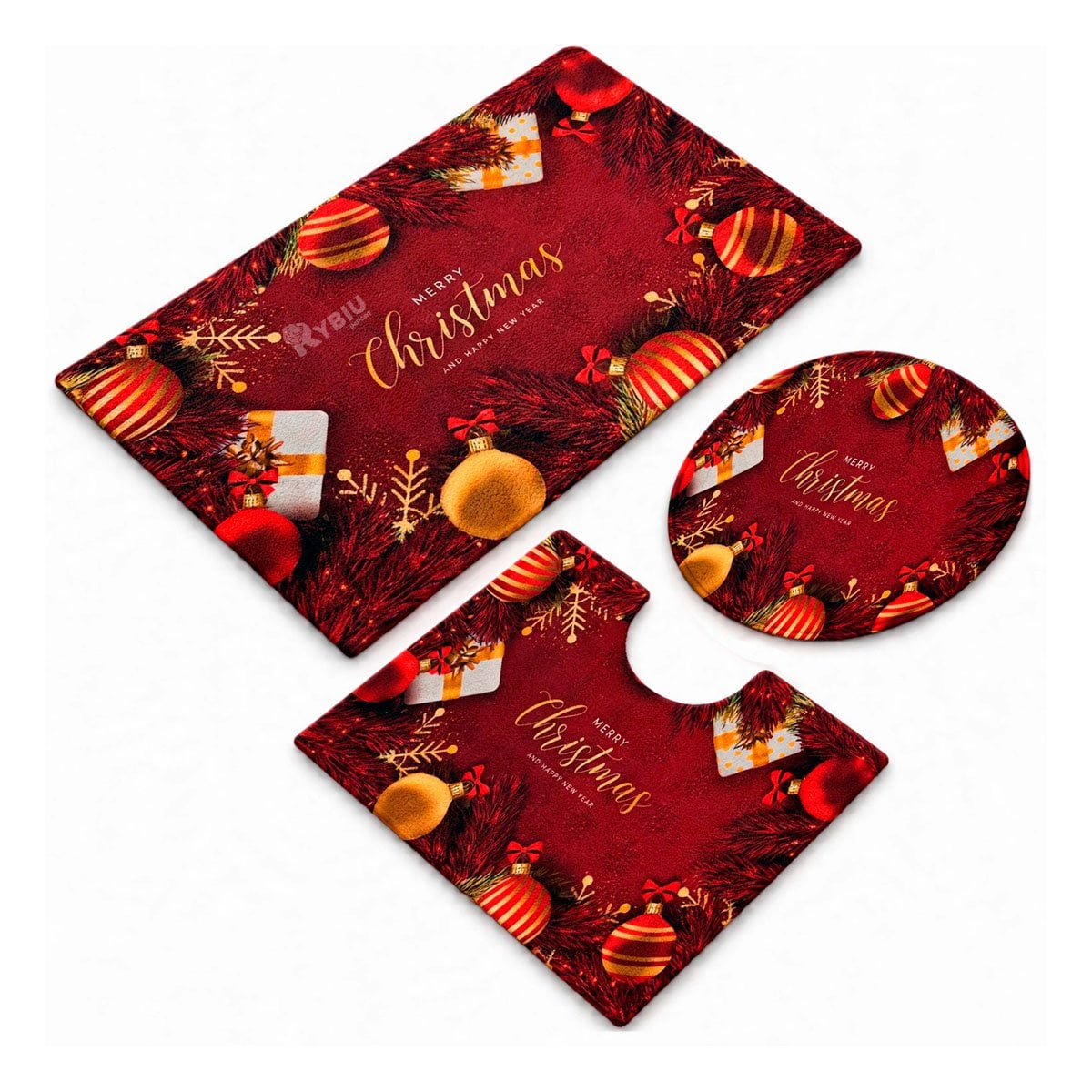 SET GUINDA 3 PIEZAS RAMAS Y BOLAS NAVIDENAS DE BANO ESPECIAL YLIGAS REGALO - 1
