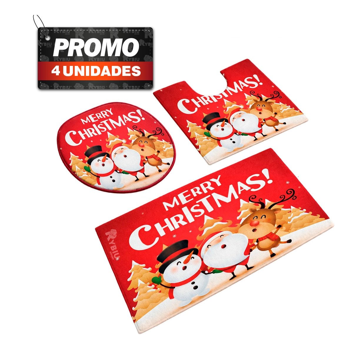 PACK4 COMBO ROJO 3 PIEZAS PARA BANO 3 PERSONAJES AMBIENTE ALEGRE - 1