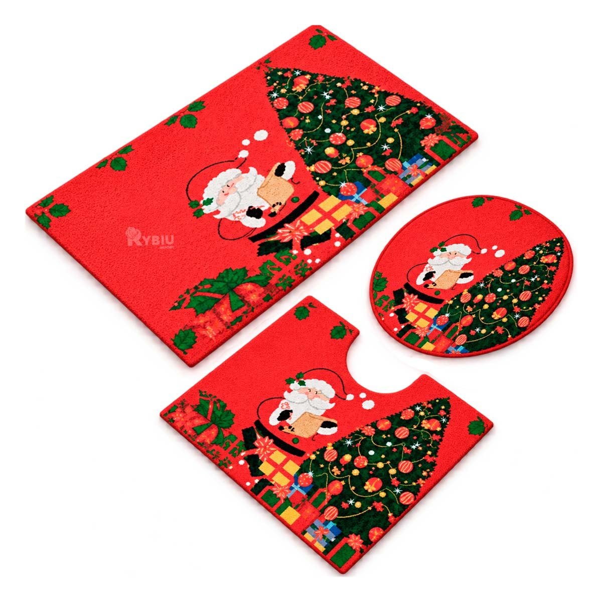 SET GUINDA 3 PIEZAS PARA BANO RAMAS Y BOLAS NAVIDENAS ESPECIAL YLIGAS REGALO - 1
