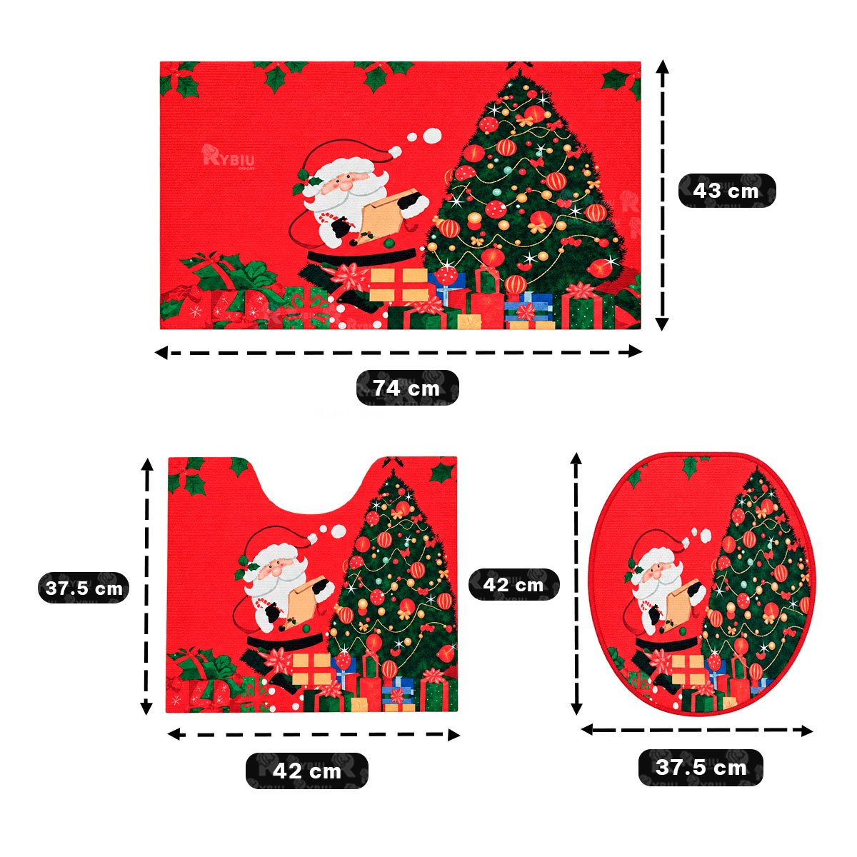 SET GUINDA 3 PIEZAS PARA BANO RAMAS Y BOLAS NAVIDENAS ESPECIAL YLIGAS REGALO - 2