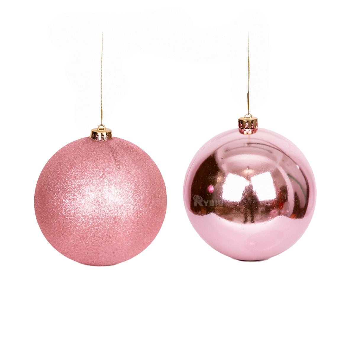 ESFERAS COLGANTES PARA AMBIENTAR LA NAVIDAD ROSADO BRILLANTE Y ESCARCHADO YLIGAS REGALO - 1