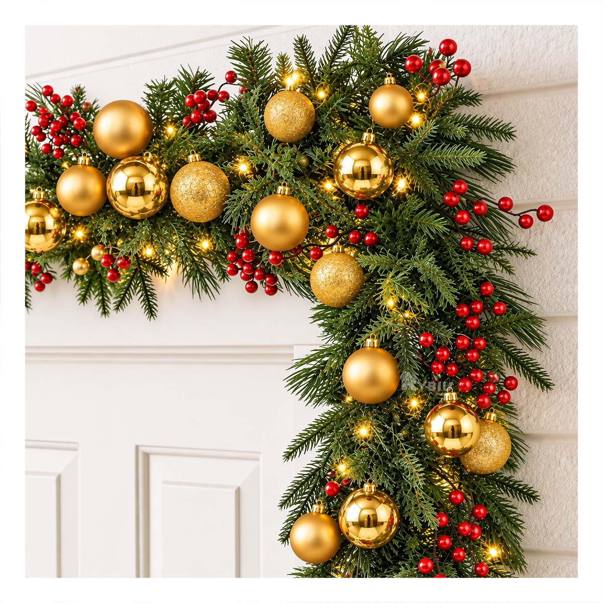 PACK4 ARTICULO NAVIDEÑO PARA AMBIENTAR ESPACIOS DEL HOGAR DORADO BRILLANTE Y ESCARCHADO - 3