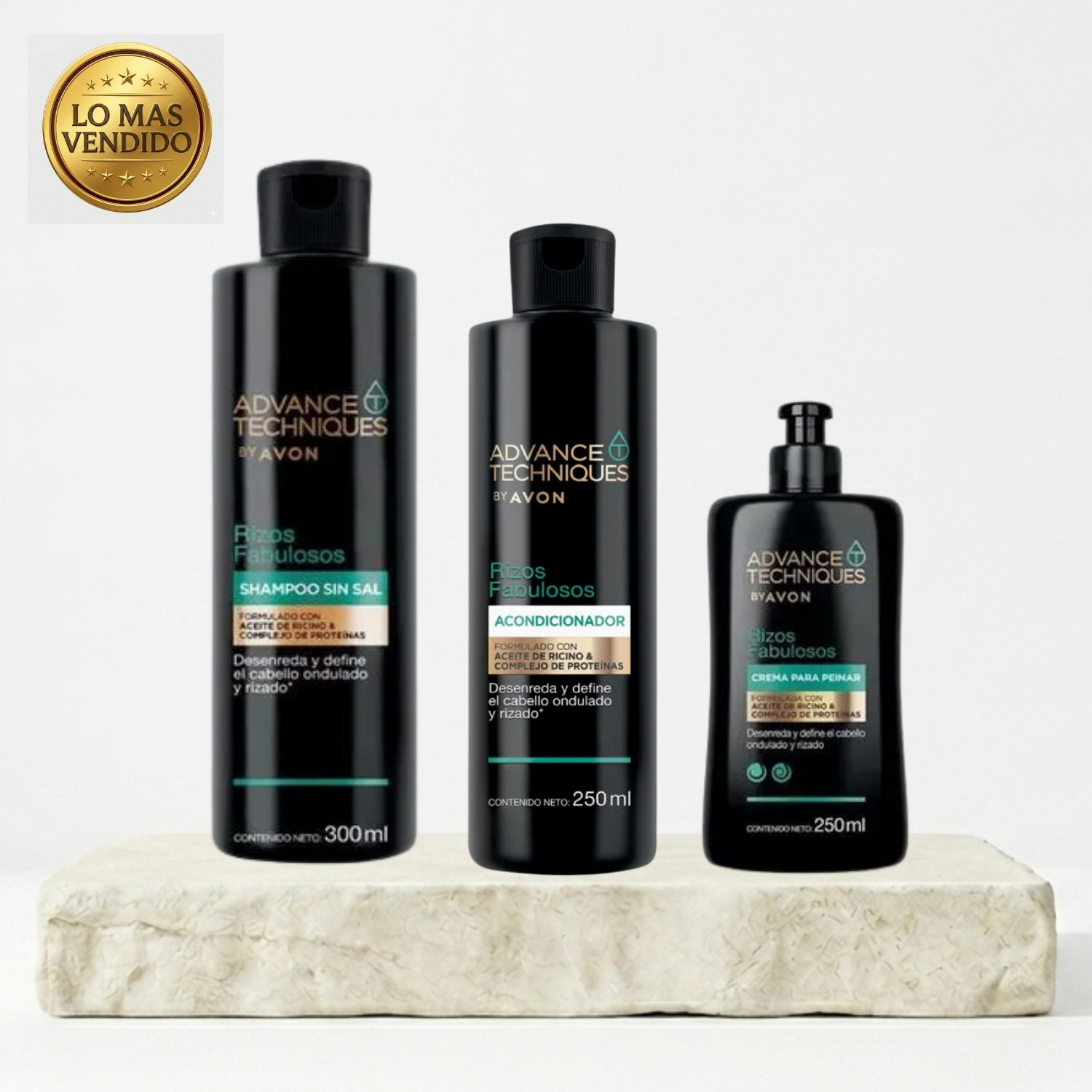 ADVANCE TECHNIQUES RIZOS FABULOSOS SHAMPOO + ACONDICIONADOR + CREMA DE PEINAR - 1
