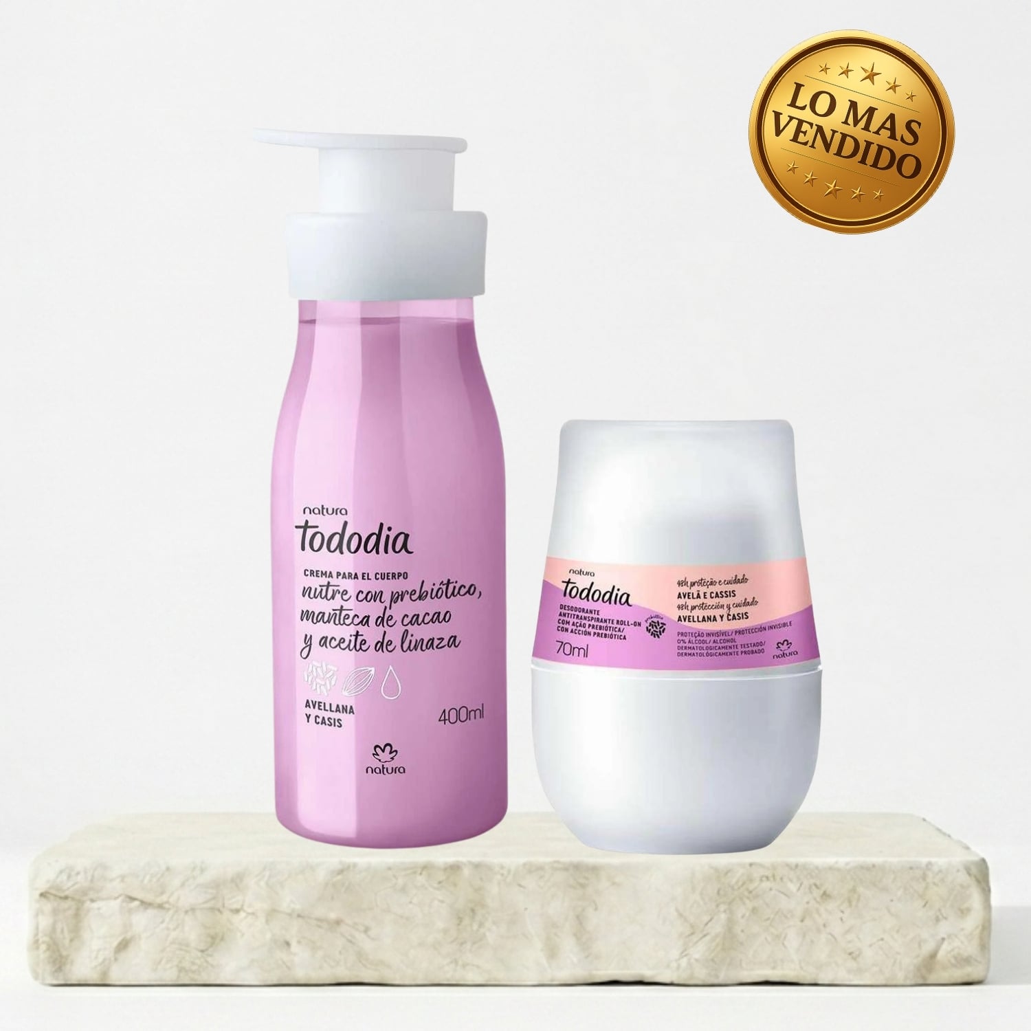 SET TODODIA AVELLANA Y CASIS CREMA CORPORAL + DESODORANTE ROLL ON - 1