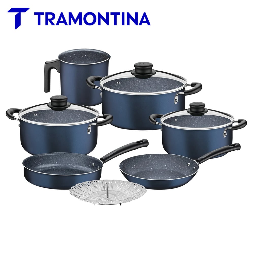 JUEGO DE OLLAS TRAMONTINA 10 PIEZAS MAX AZUL ANTIADHERENTE - 1
